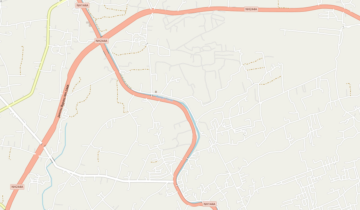 Map of Mishriwala on the Akhnoor Road (NH144A), near the Jammu Bypass, with Majestic Grand marked